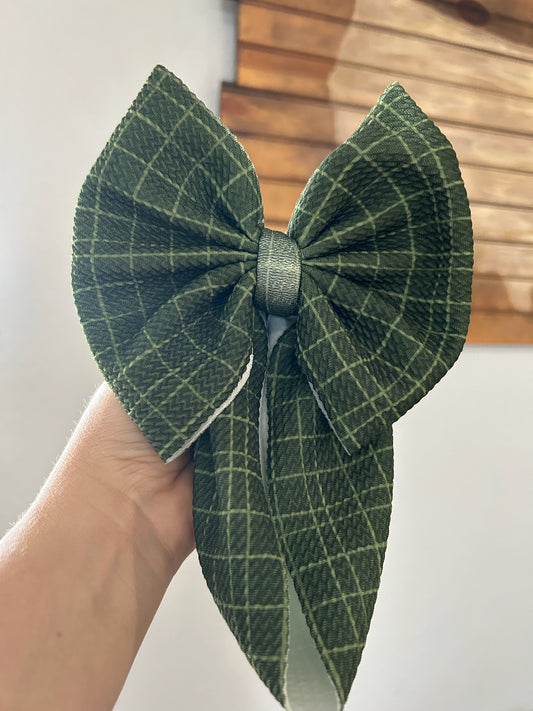 CHRISTMAS BOW - GREEN GRID