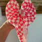 PINK GROOVY CHECKERED - BOW