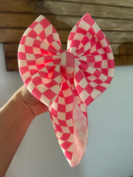 PINK GROOVY CHECKERED - BOW