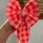 CHRISTMAS BOW - RED/PINK GINGHAM