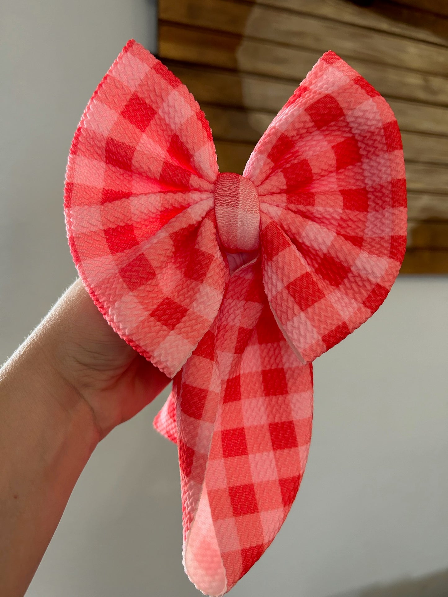 CHRISTMAS BOW - RED/PINK GINGHAM