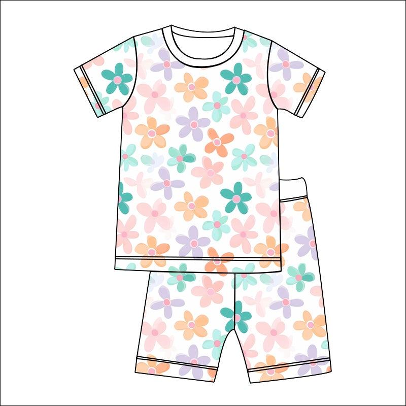 BAMBOO JAMMIES - 2 PIECE SET - PASTEL FLOWERS