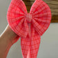 CHRISTMAS BOW - PINK GRID