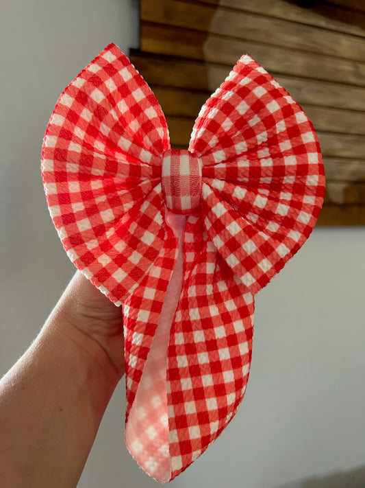 CHRISTMAS BOW - RED/WHITE GINGHAM