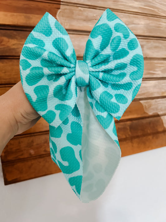 TURQUOISE CHEETAH BOW