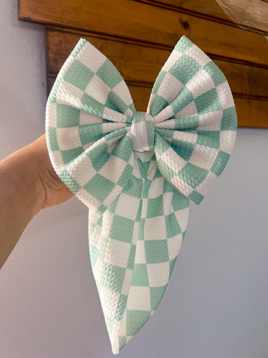 MINT CHECKERED BOW