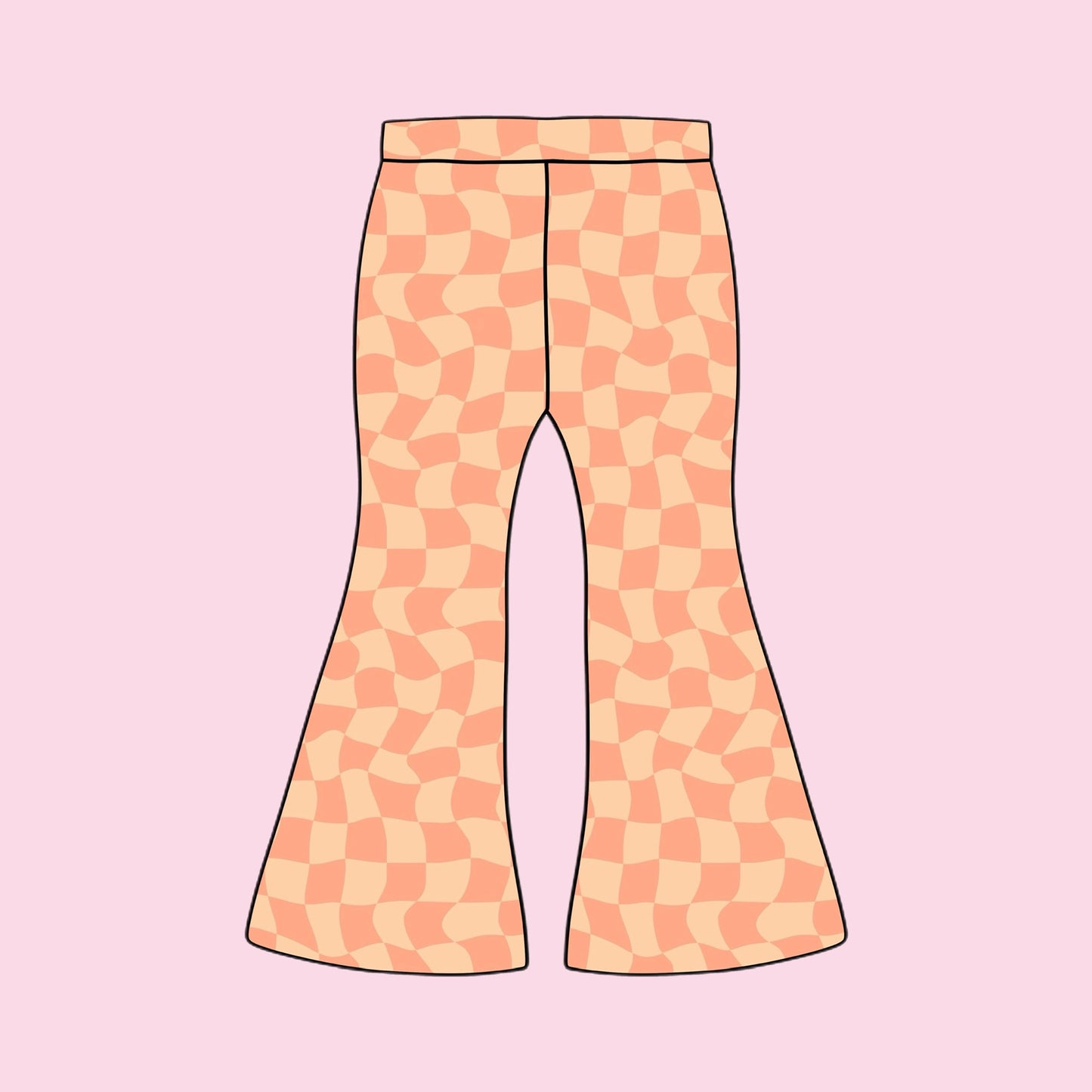 BELLS - PEACH/ORANGE GROOVY CHECKERED