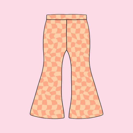 BELLS - PEACH/ORANGE GROOVY CHECKERED