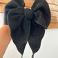 BLACK SUEDE SAILOR BOW