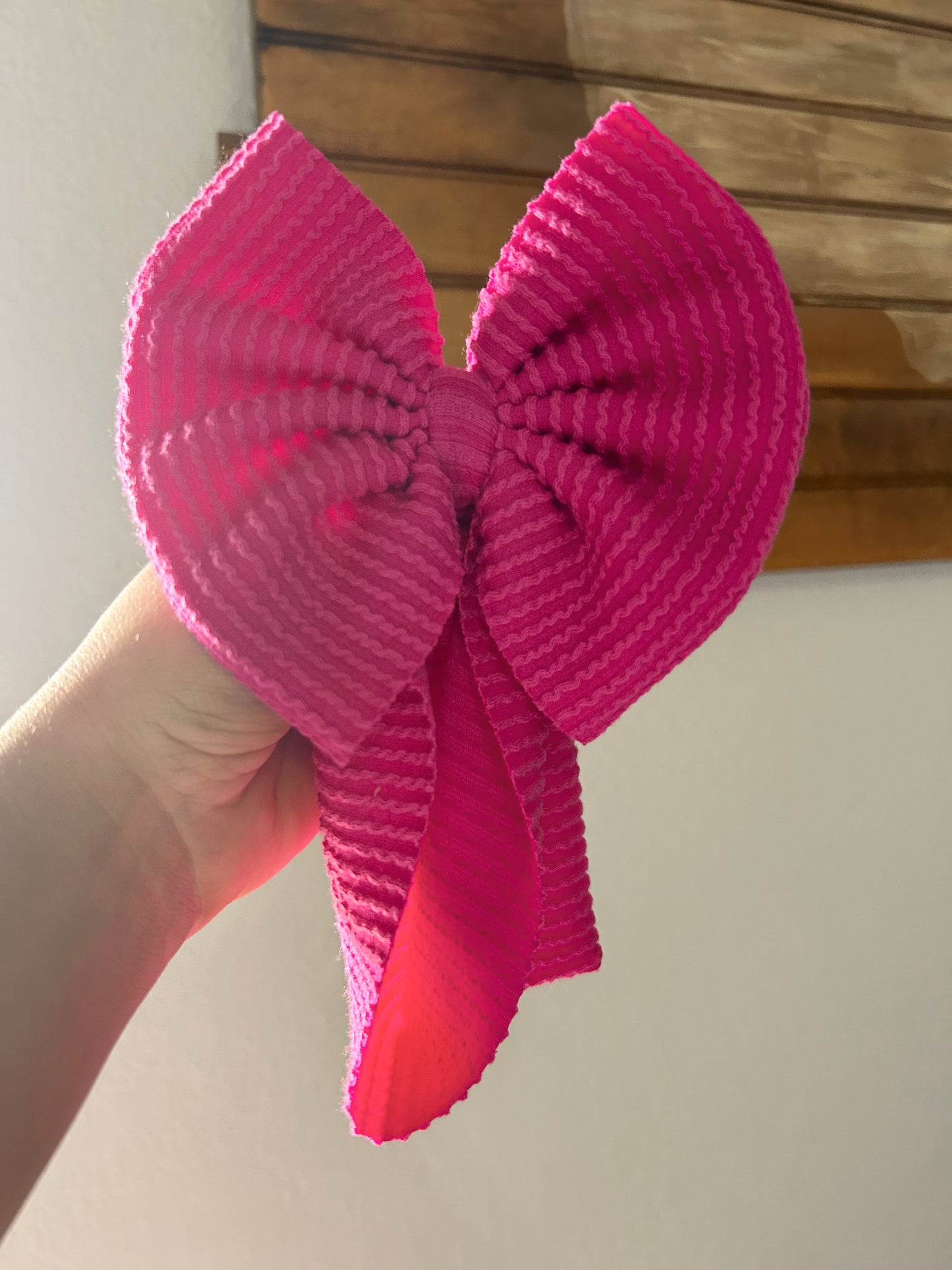 MAMA PINK RIBBED BOW