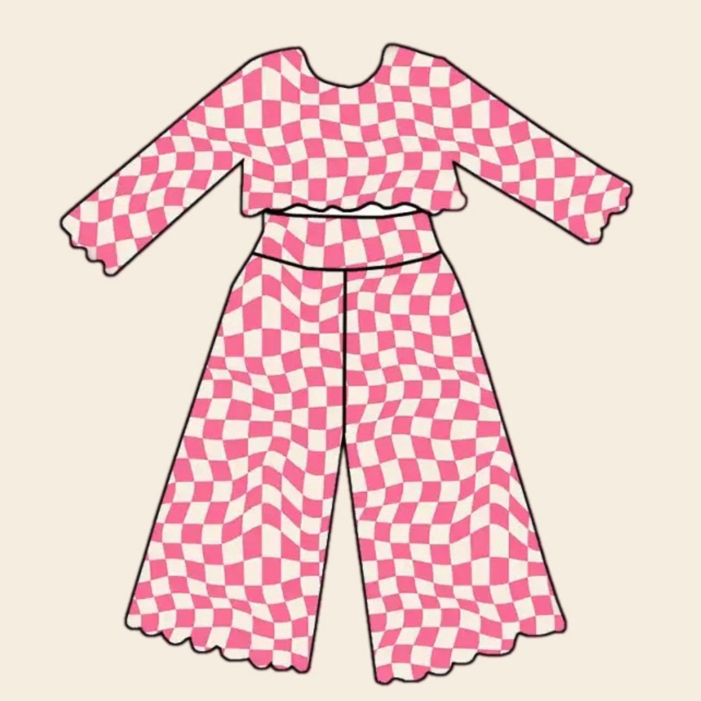 PINK GROOVY CHECKERED COMFY SET