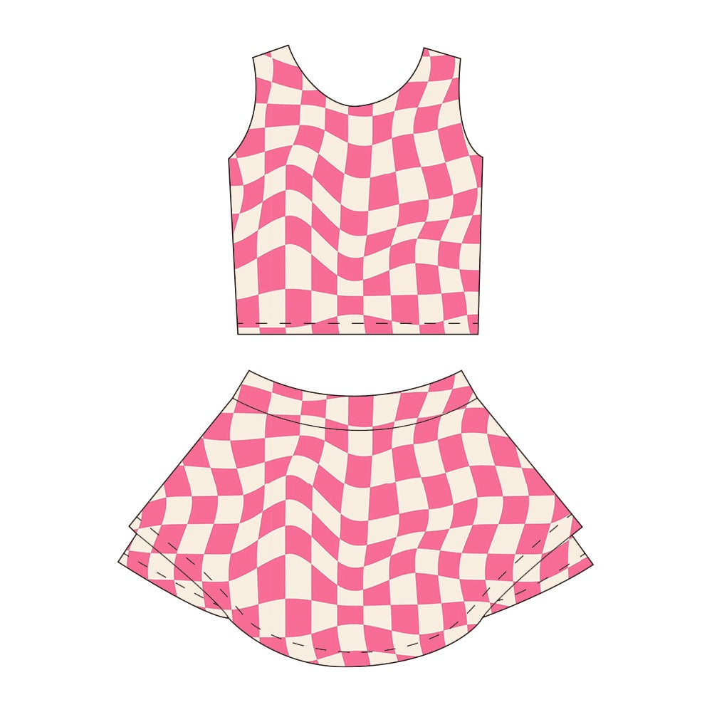 PINK CHECKERED ATHLETIC SET / PRE ORDER