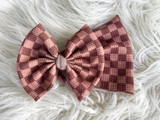 BROWN CHECKERED BOW