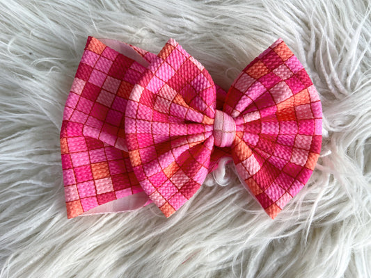 SHADES OF PINK CHECKERED BOW