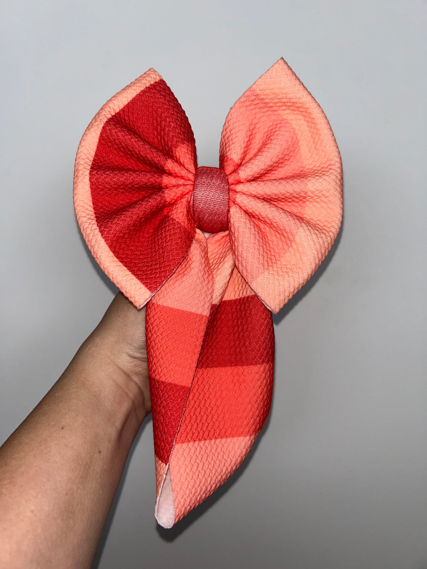 PINK, RED, CORAL STRIPE BOW