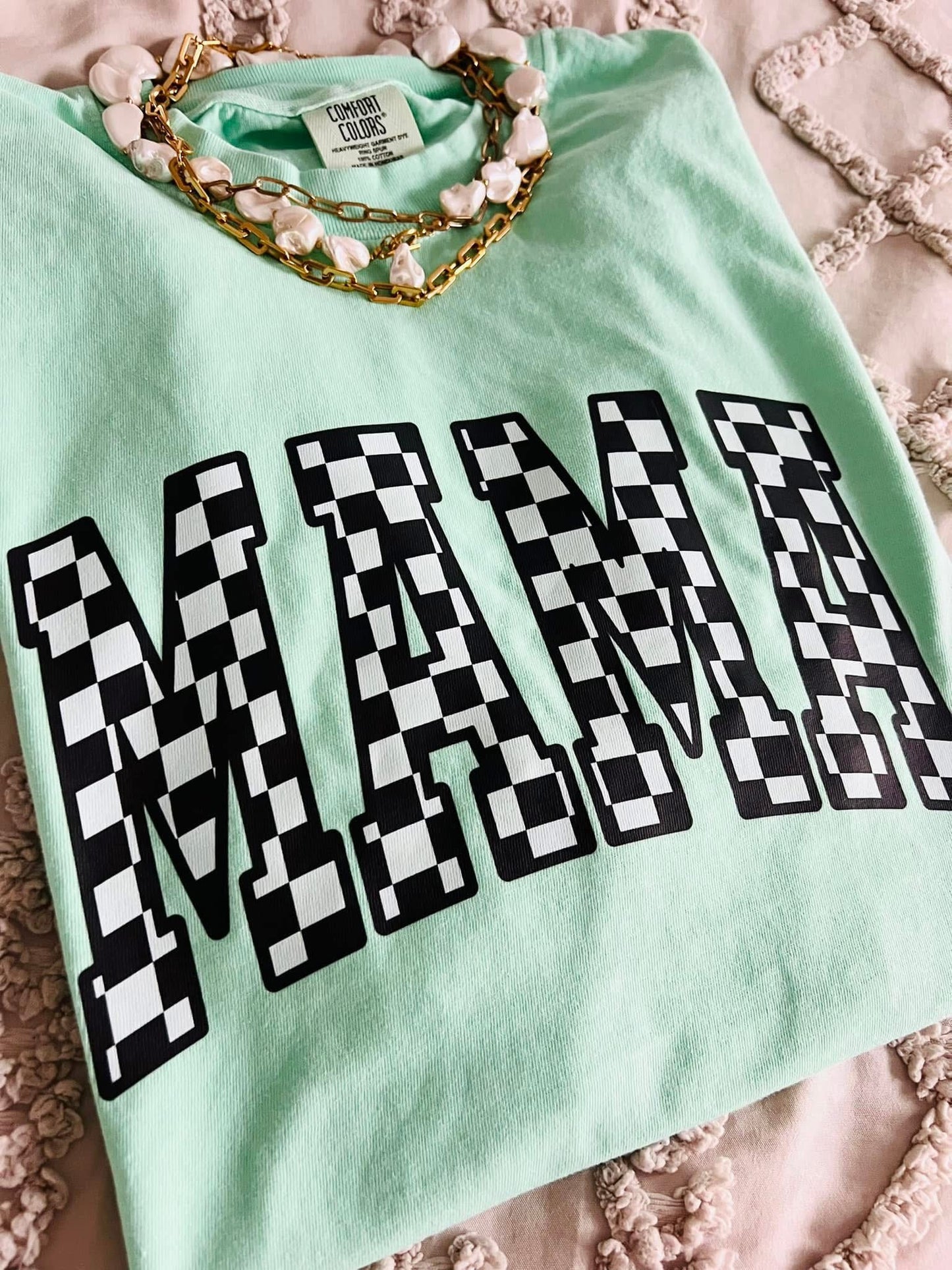 CHECKERED MAMA TEE