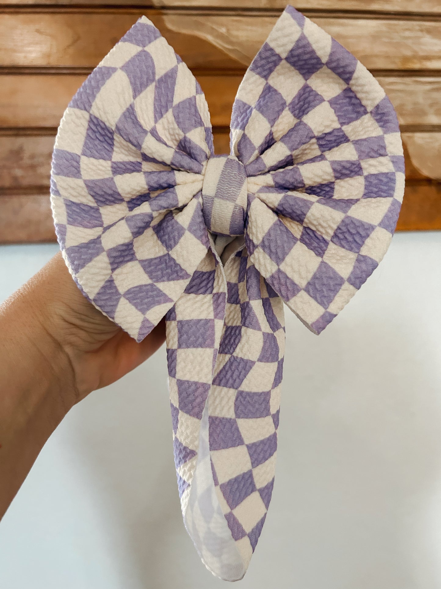 PURPLE CHECKERED BOW